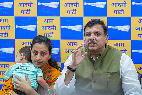 Sanjay Singh addressing media